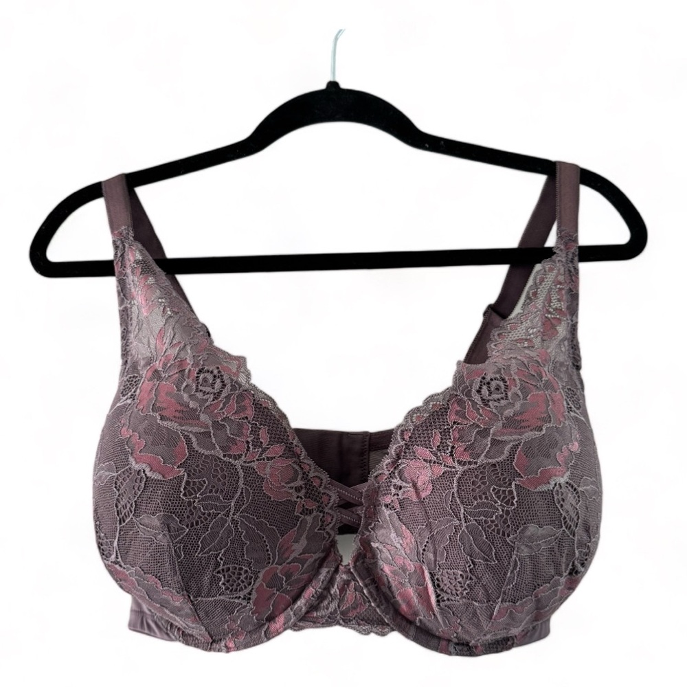 Torrid Slate Gray and Purple XO Plunge Push-up Bra Size 42DD
